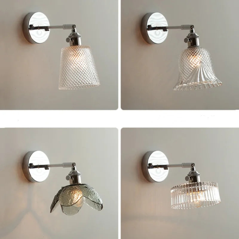 Clear Glass LED Wall Sconce Pull Chain Modern Light Fixtures