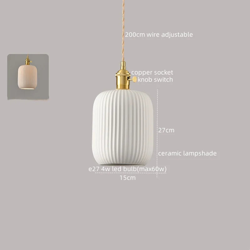 White Ceramic LED Pendant Lamp Modern Hanging Light Fixtures