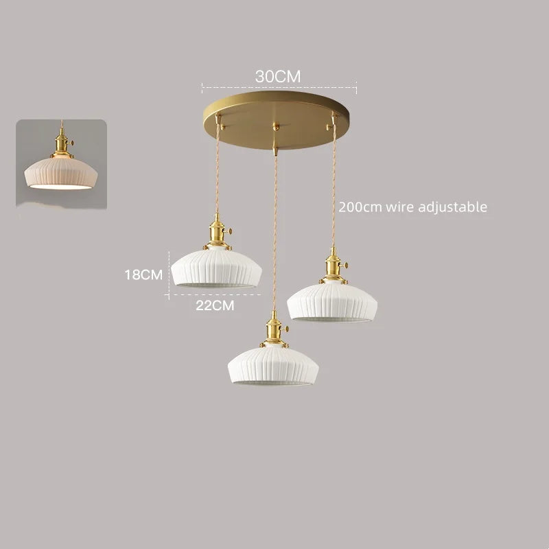 White Ceramic LED Pendant Lamp Modern Hanging Light Fixtures