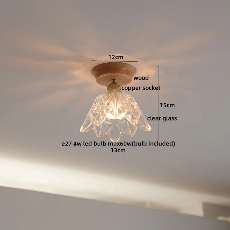 Copper Wood LED Ceiling Lamp Ceramic Modern Ceiling Lights for Home Decor