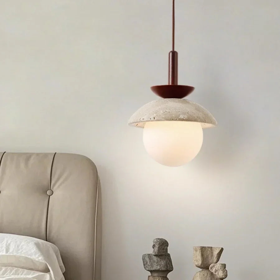 Yellow Travertine Stone LED Pendant Lamp - Nordic Modern Design