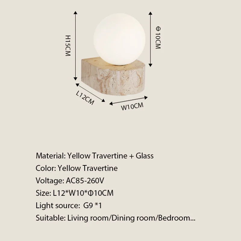 Modern LED Travertine Wall Sconce