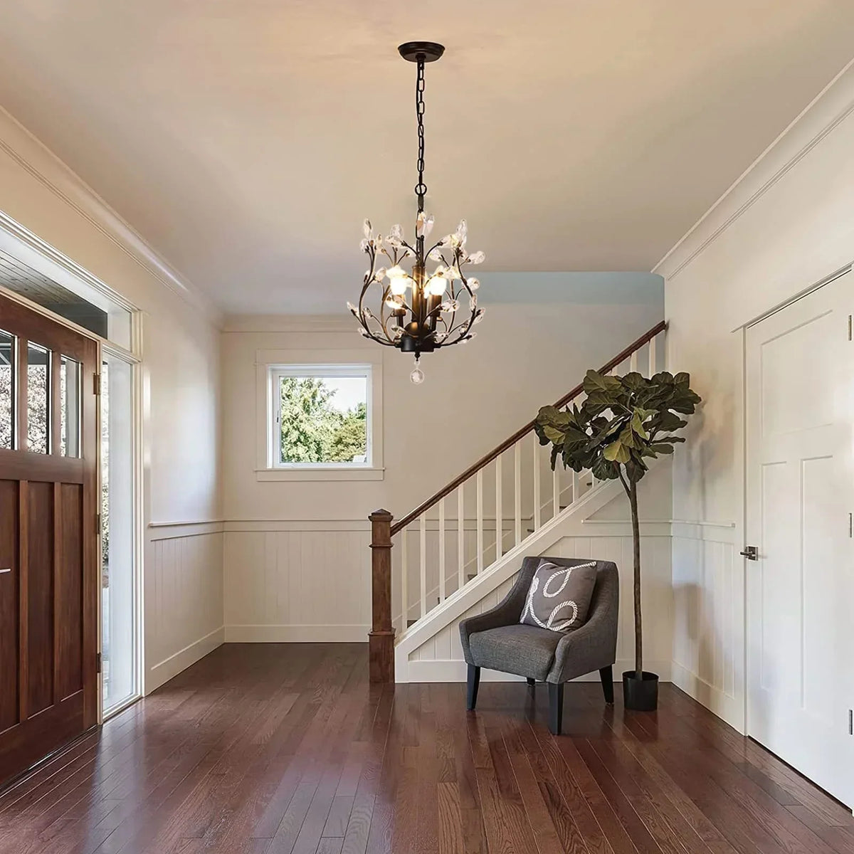 Afralia™ Crystal Chain Pendant Chandelier LED Lights for Indoor Decor