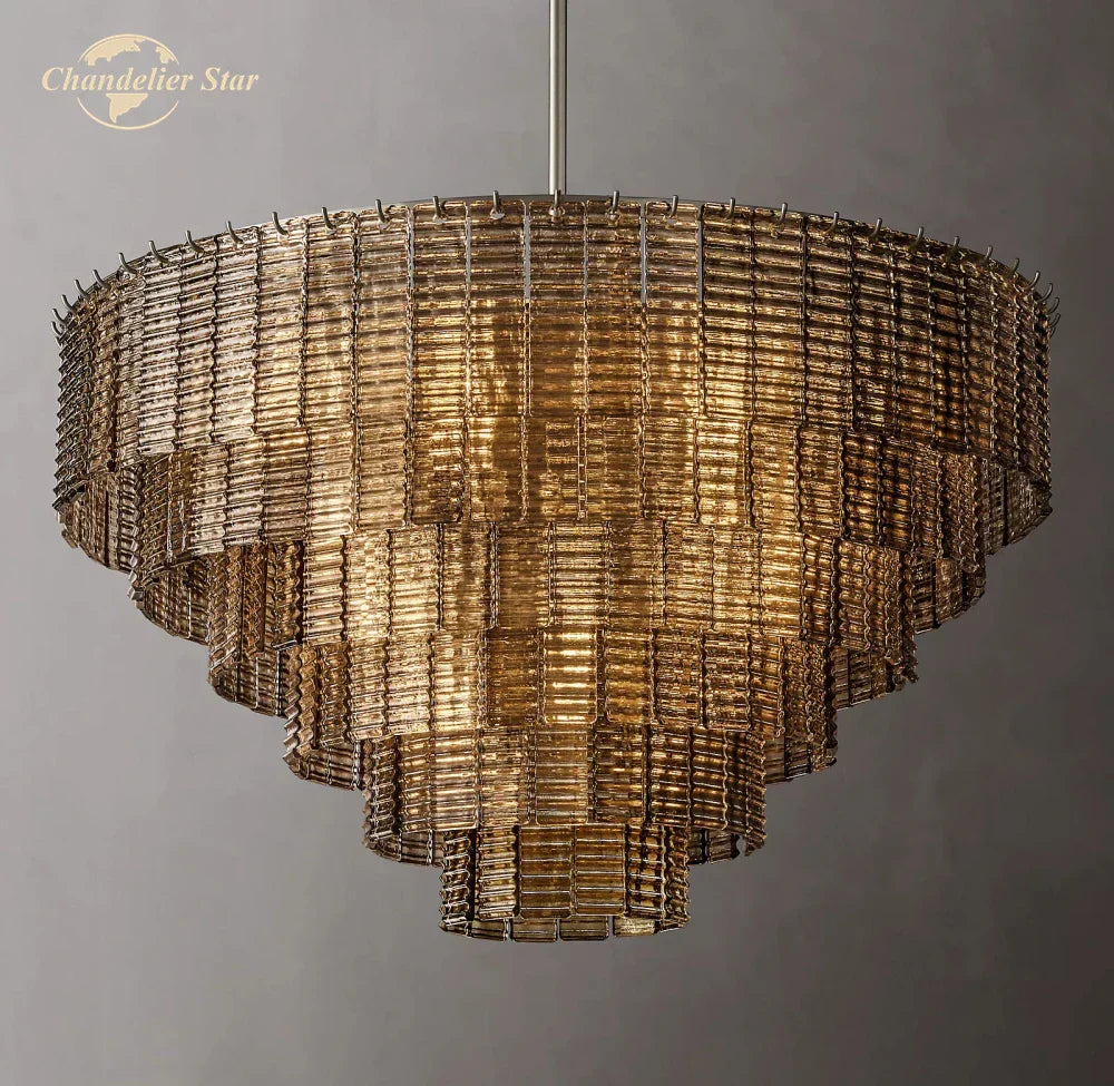 Sirene Smoke Glass Chandelier: Modern Round Hanging Lights for Living Room & Dining Room