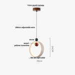 Afralia™ Colorful Stone LED Pendant Light - Nordic Modern Yellow Travertine Wood Canopy