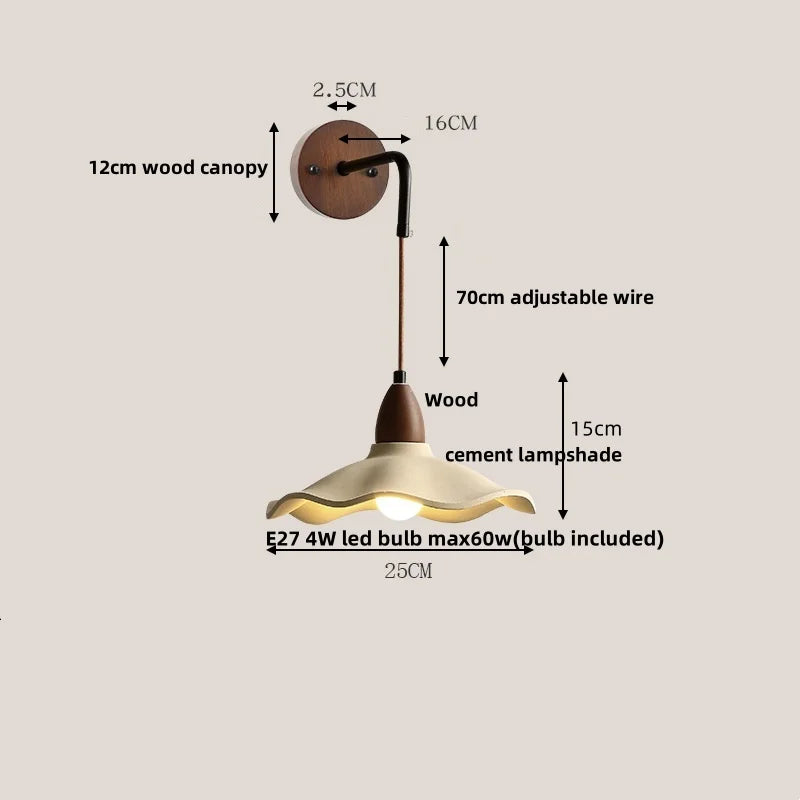 Afralia™ Loft Wood LED Wall Light with Pull Chain Switch for Home Decor