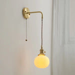 Ceramic Copper LED Wall Lamp with Pull Chain Switch for Modern Style Interiors