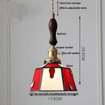 Afralia™ Tiffany Glass LED Pendant Lamp with Walnut Knob Switch