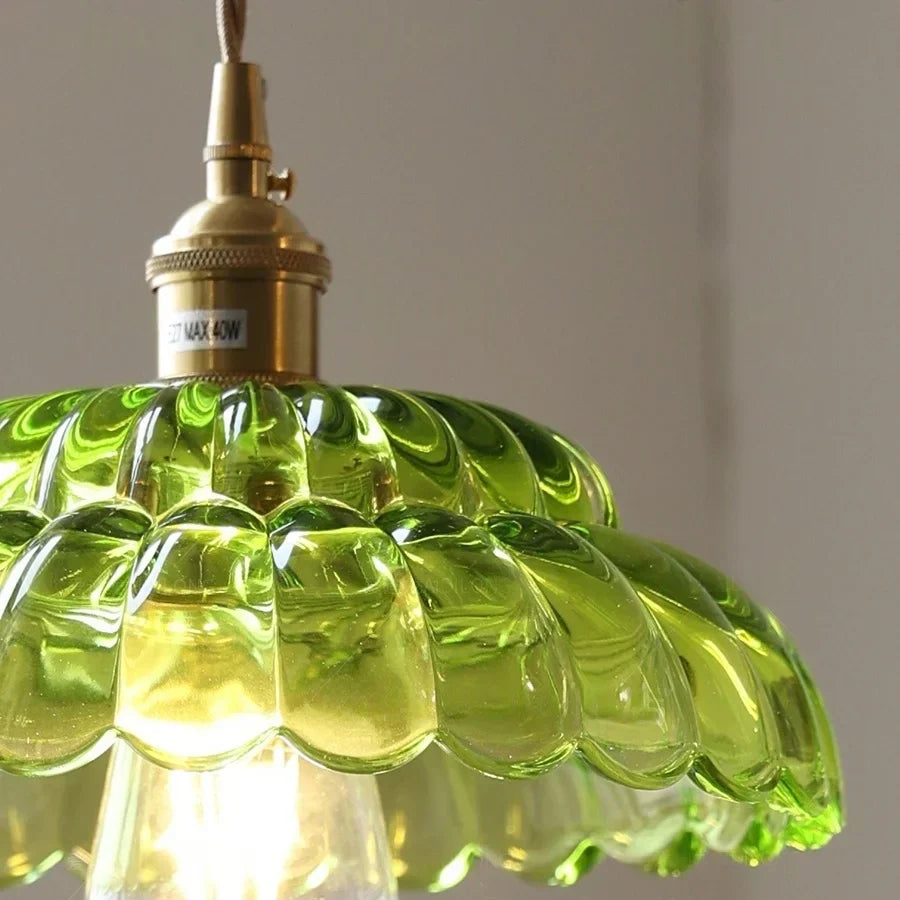 Afralia™ Nordic LED Pendant Light Walnut Glass Copper Kitchen Bar Hanging Lamp