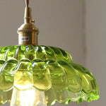 Afralia™ LED Pendant Lamp with Adjustable Wire, Copper Socket, Walnut Wood, Green Glass