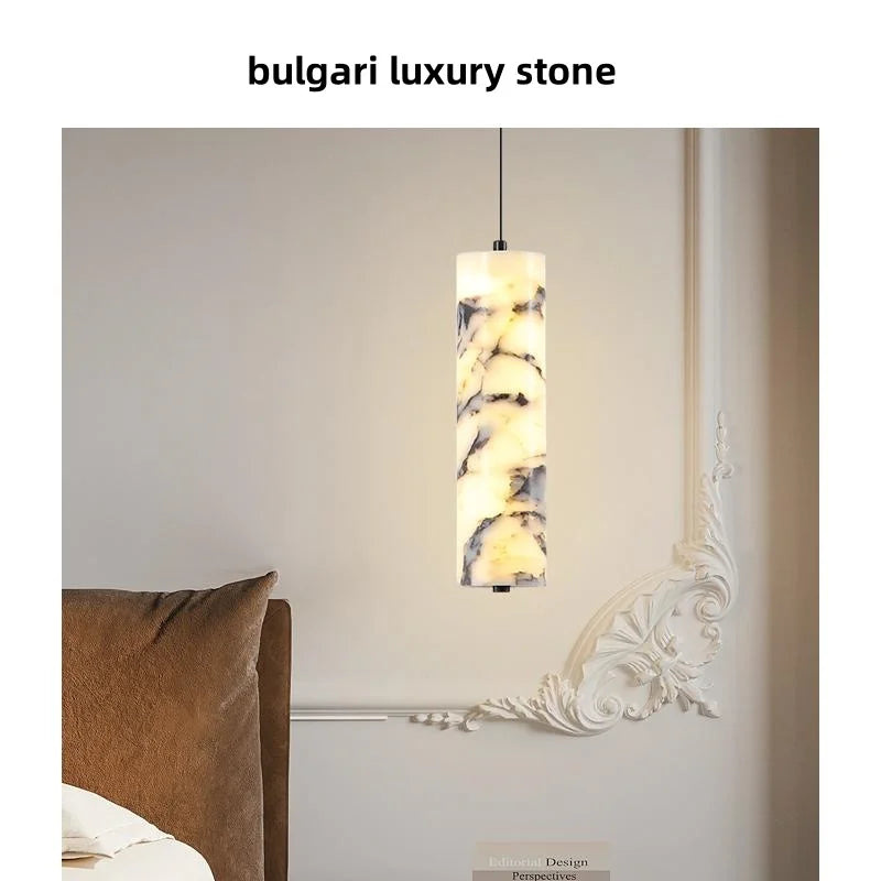 Afralia™ LED Pendant Light Fixture Modern Luxury Stone Hanging Lamp