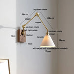 Wood LED Wall Light with Pull Chain Switch & Rotatable Amber Glass
