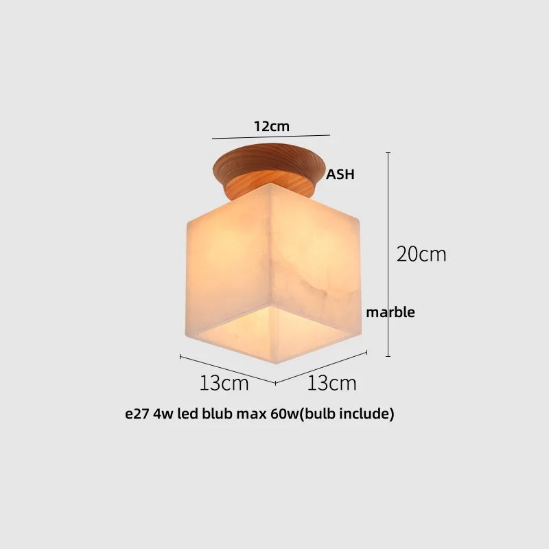 White Ceramic LED Ceiling Lamp Wood Ash Nordic Modern Copper Light