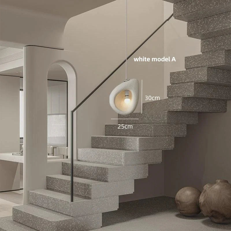 Wabi-sabi Resin Pendant Chandelier | Nordic Villa Stair Decor Droplight