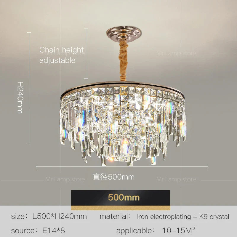 Crystal LED Chandelier for Living Room, Dining & Bedroom - High-end Luxury Lighting