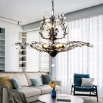 Afralia™ Retro Branch Black Crystal Chandelier, LED Pendant Light for Bedroom, Art Decor Lighting