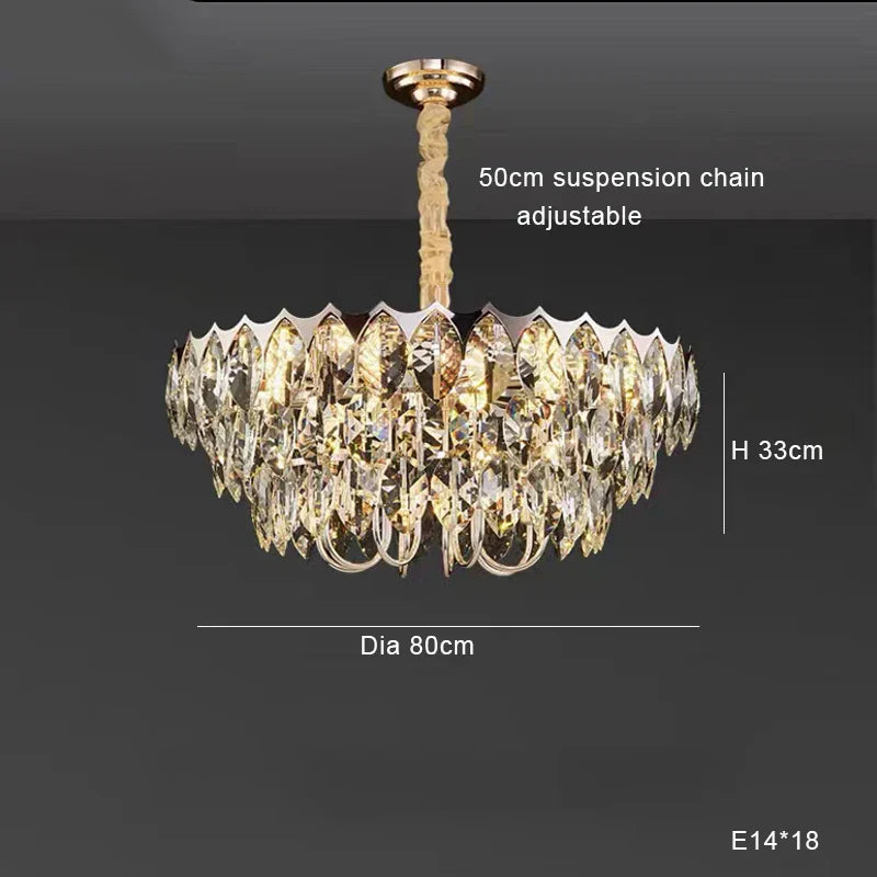 Nordic Crystal Chandelier Dimmable LED Pendant Lamp for Elegant Living Room Décor