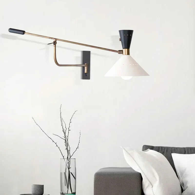 Nordic Long Arm Wall Light Sconce with Adjustable Study Reading Lamp