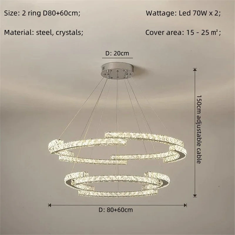 Crystal LED Chandelier Pendant Light Modern Luxury Foyer Ceiling Lamp