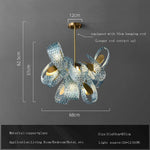 Blue Glass Flower Ceiling Chandelier Copper Hanging Lamps
