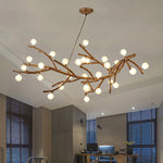 Retro LED Chandelier Living Room Study Bedroom Art Brown Pendant Light