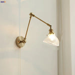 Afralia™ Brass Swing Arm LED Wall Light Fixture with Rotatable Arms & Pull Chain Switch