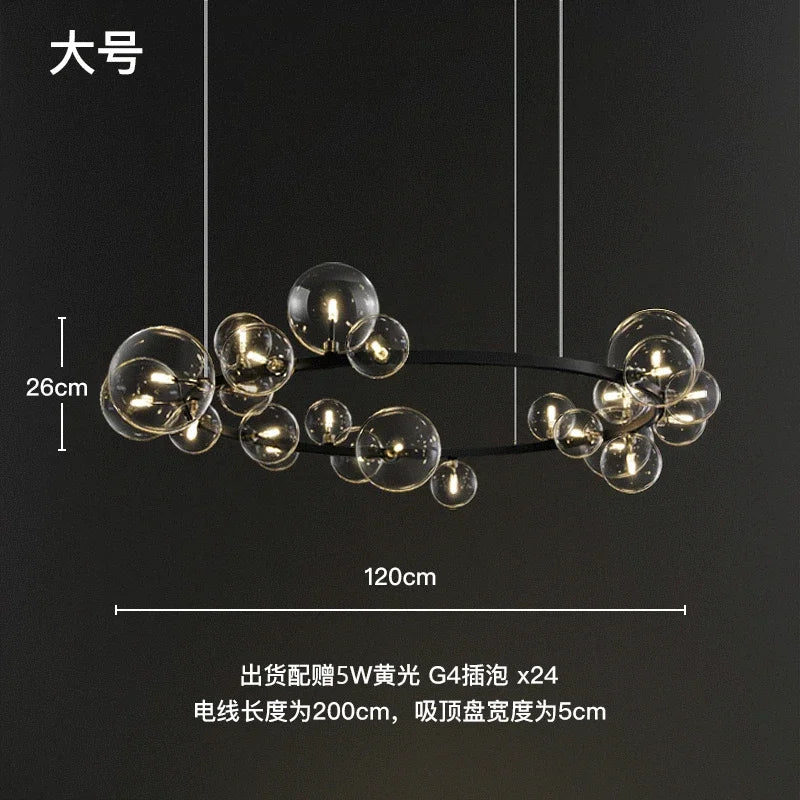 Glass Ball LED Chandelier: Modern Nordic Style for Living, Dining, Kitchen, Study