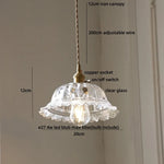 Afralia™ Flower Glass LED Pendant Lights with Walnut Wood Finish