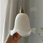 Afralia™ Flower Glass LED Pendant Light Fixture for Bedroom Dining Room Study