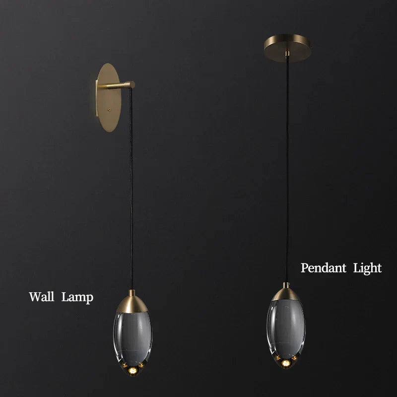 Crystal LED Wall Light: Elegant Copper Lighting for Bedroom, Living Room, Staircase