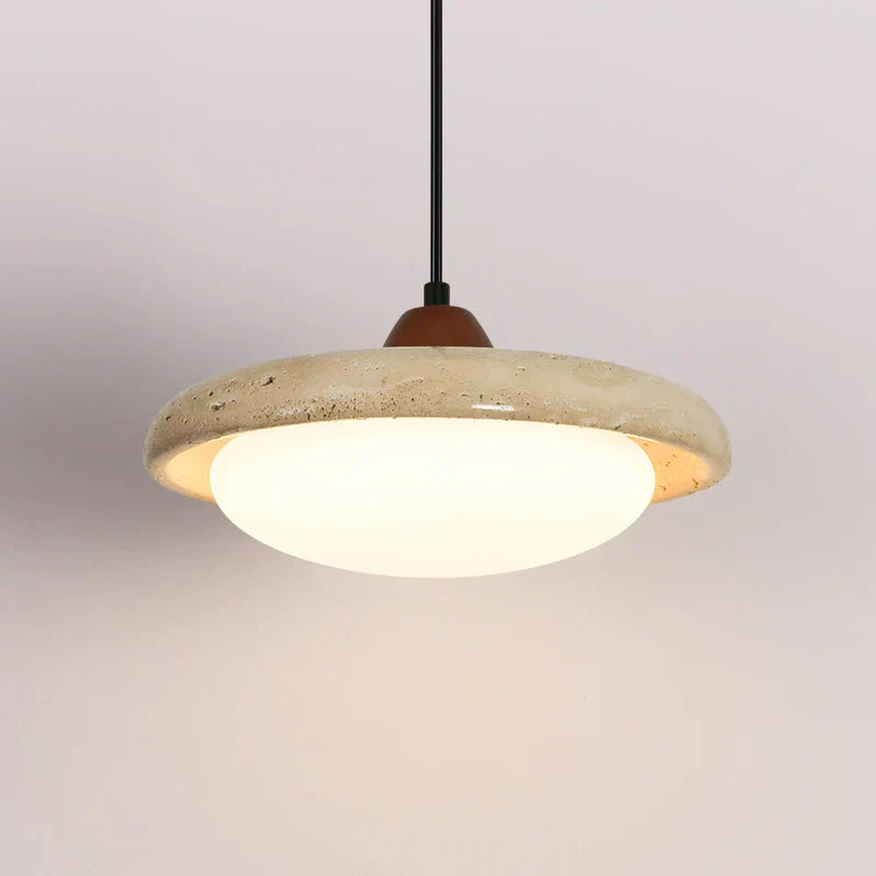Yellow Travertine LED Pendant Light Fixture Glass Nordic Modern Hanging Lamp