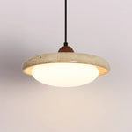 Yellow Travertine LED Pendant Light Fixture Glass Nordic Modern Hanging Lamp