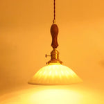 Ceramic Wood LED Pendant Light Fixtures for Bar, Bedroom, Living Room