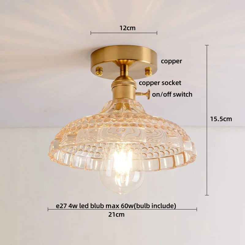 Amber Glass LED Ceiling Lights Modern Nordic Kitchen Living Room Lighting