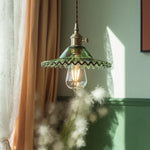 Afralia™ Green Brass Glass LED Pendant Light for Kitchen Cafe Bar Loft Decoration