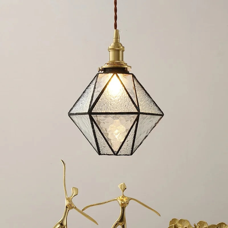 Copper Glass LED Pendant Light - Nordic Hanging Lamp for Home Decor