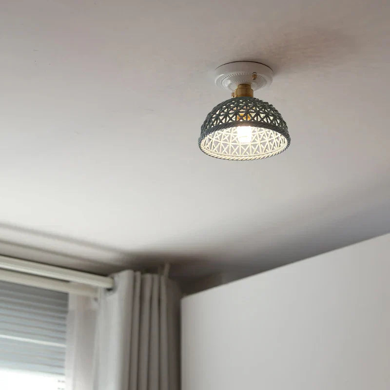 Ceramic LED Ceiling Lamp Indoor Lighting Semi-Circular Light Fixture