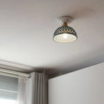 Ceramic LED Ceiling Lamp Indoor Lighting Semi-Circular Light Fixture