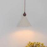 Afralia™ Minimalist LED Pendant Lamp White Ceramic Wood Hanging Light