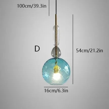 Scandinavian Macaron Stained Glass Chandelier with E27 Bulb