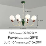 Modern Cream Green Glass Chandelier for Bedroom Living Room Kitchen