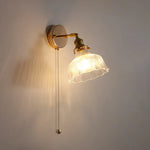 Glass Rotate Copper Wall Sconce | Pull Chain Switch LED Light Fixture