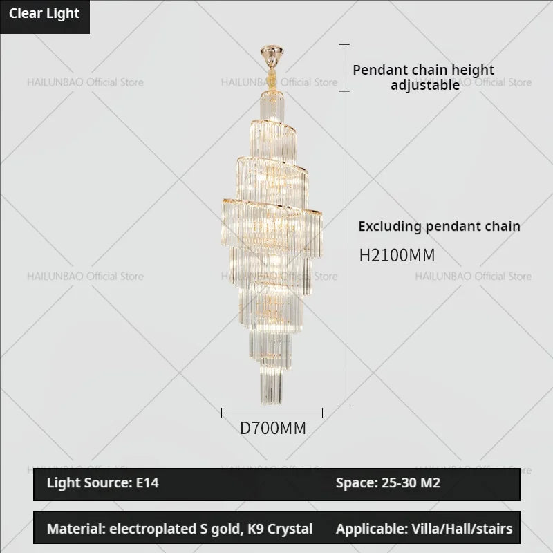 Crystal Chandelier for Penthouse Villa Living Room - Modern Light Luxury Design