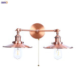 Afralia™ Dual Head LED Wall Light Pink Industrial Bedside Lamp