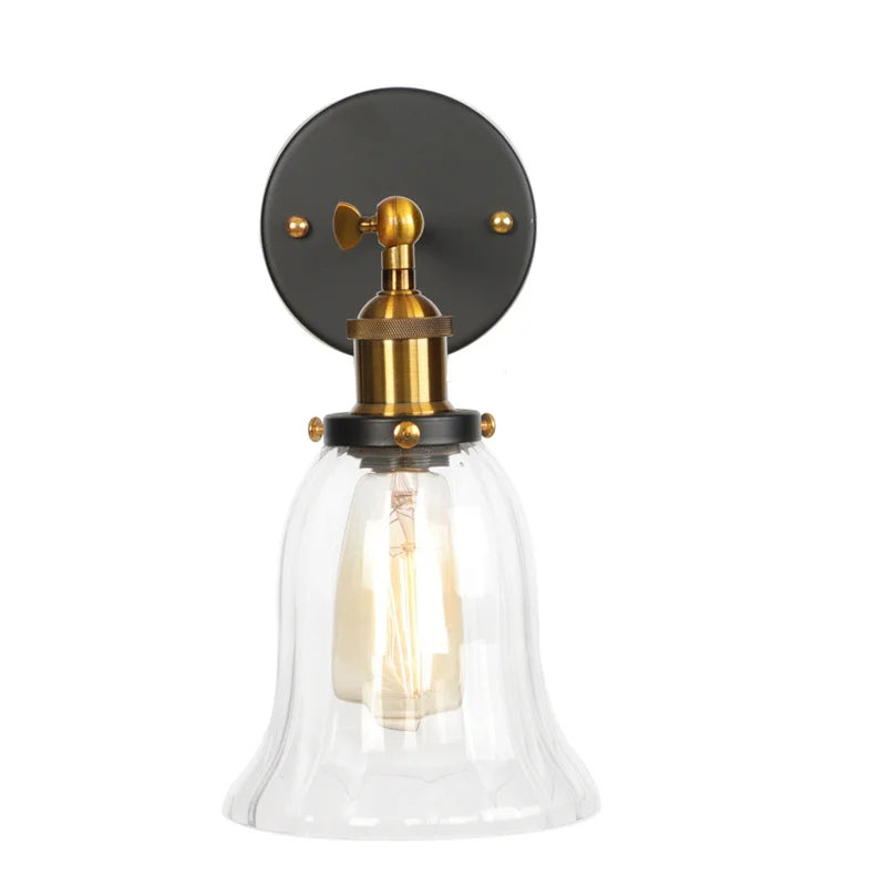 Industrial Clear Glass Wall Sconce Light for Stair, Foyer, Bedroom.