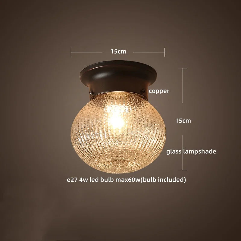 Copper Glass Ball LED Ceiling Light - Modern Style Indoor Lighting Fixtures