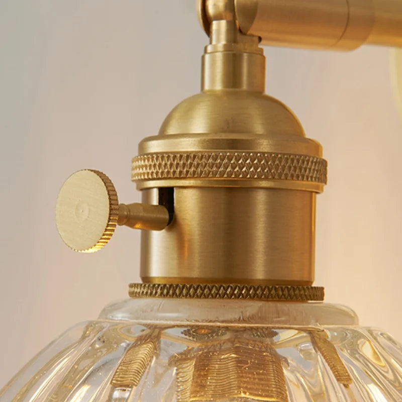 Afralia™ Amber Glass Vintage Style LED Wall Light with Pull Chain Switch