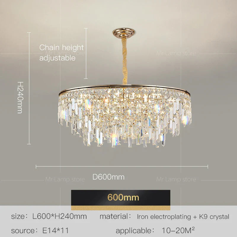 Crystal LED Chandelier for Living Room, Dining & Bedroom - High-end Luxury Lighting