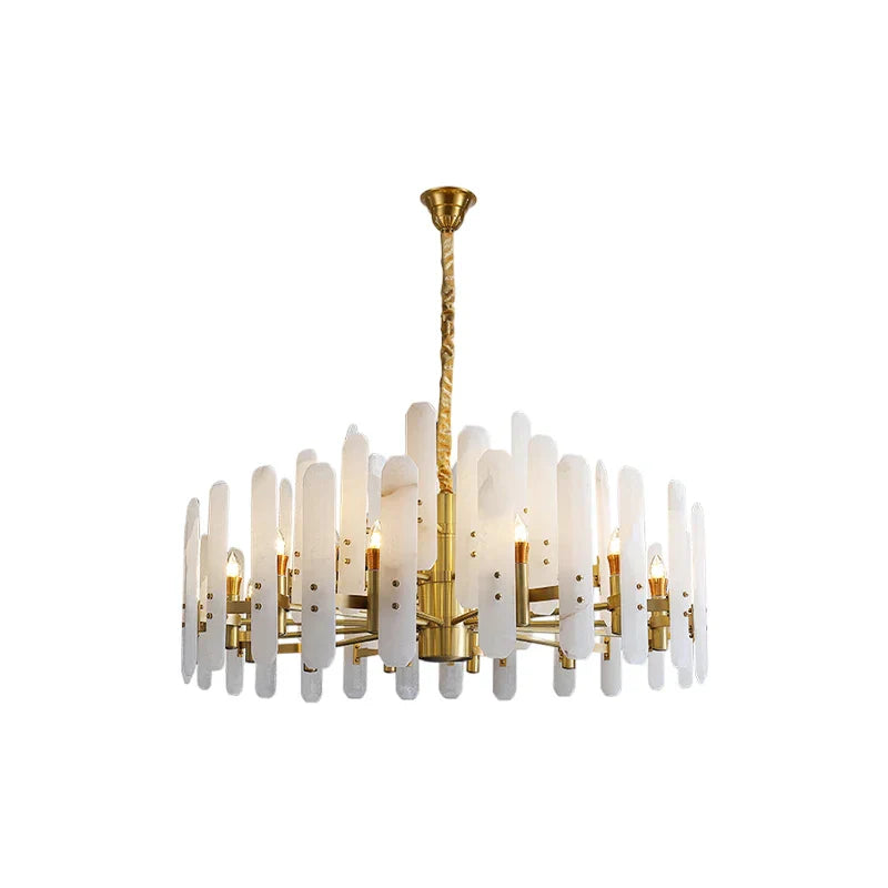 Marble Collection 2025 Chandelier: E14 LED Alabaster Hanging Lamp for Living Room