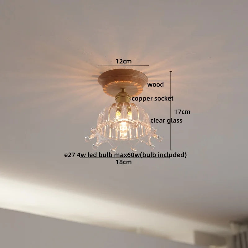 Copper Wood LED Ceiling Lamp Ceramic Modern Ceiling Lights for Home Decor